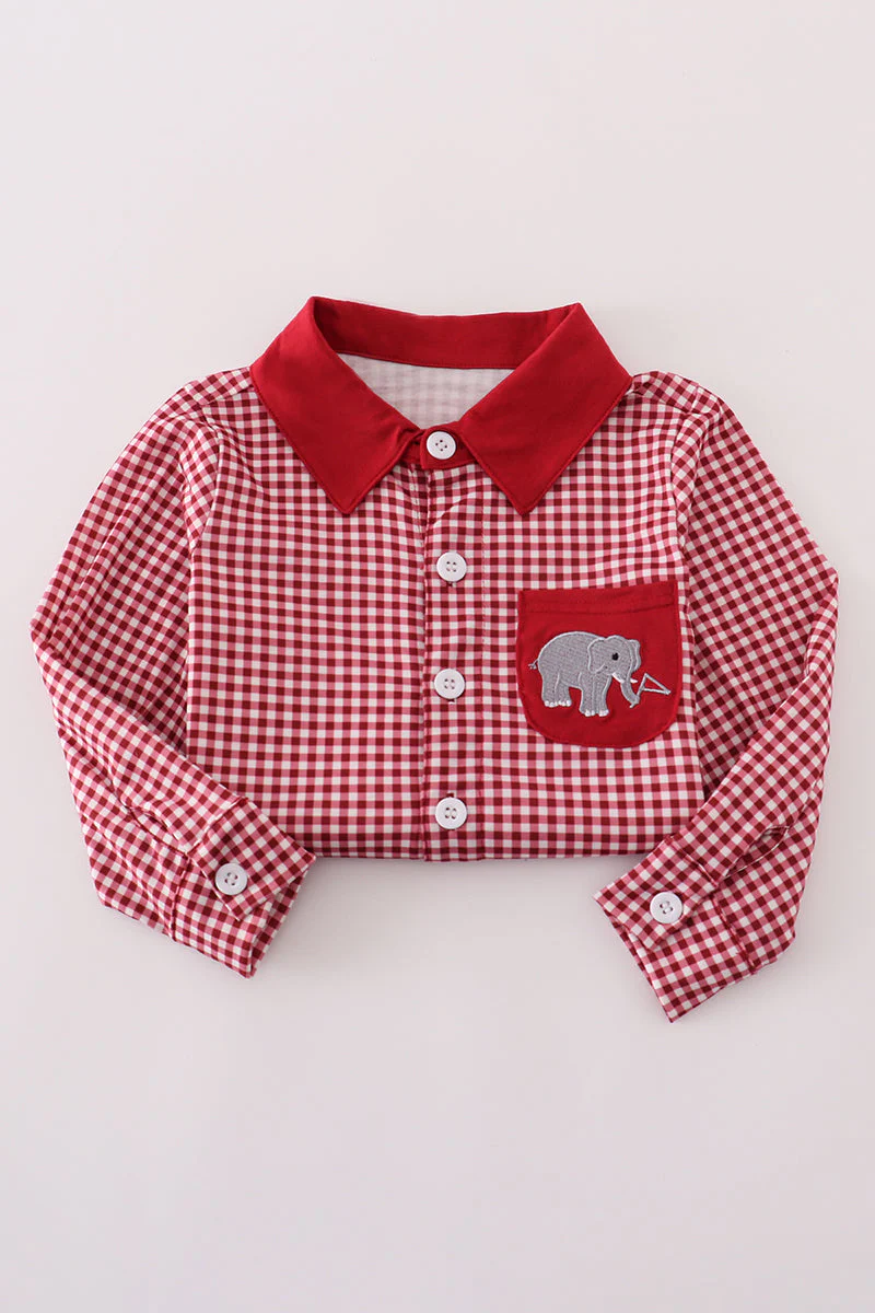 Alabama roll tide elephant embroidery button down shirt - Image 4
