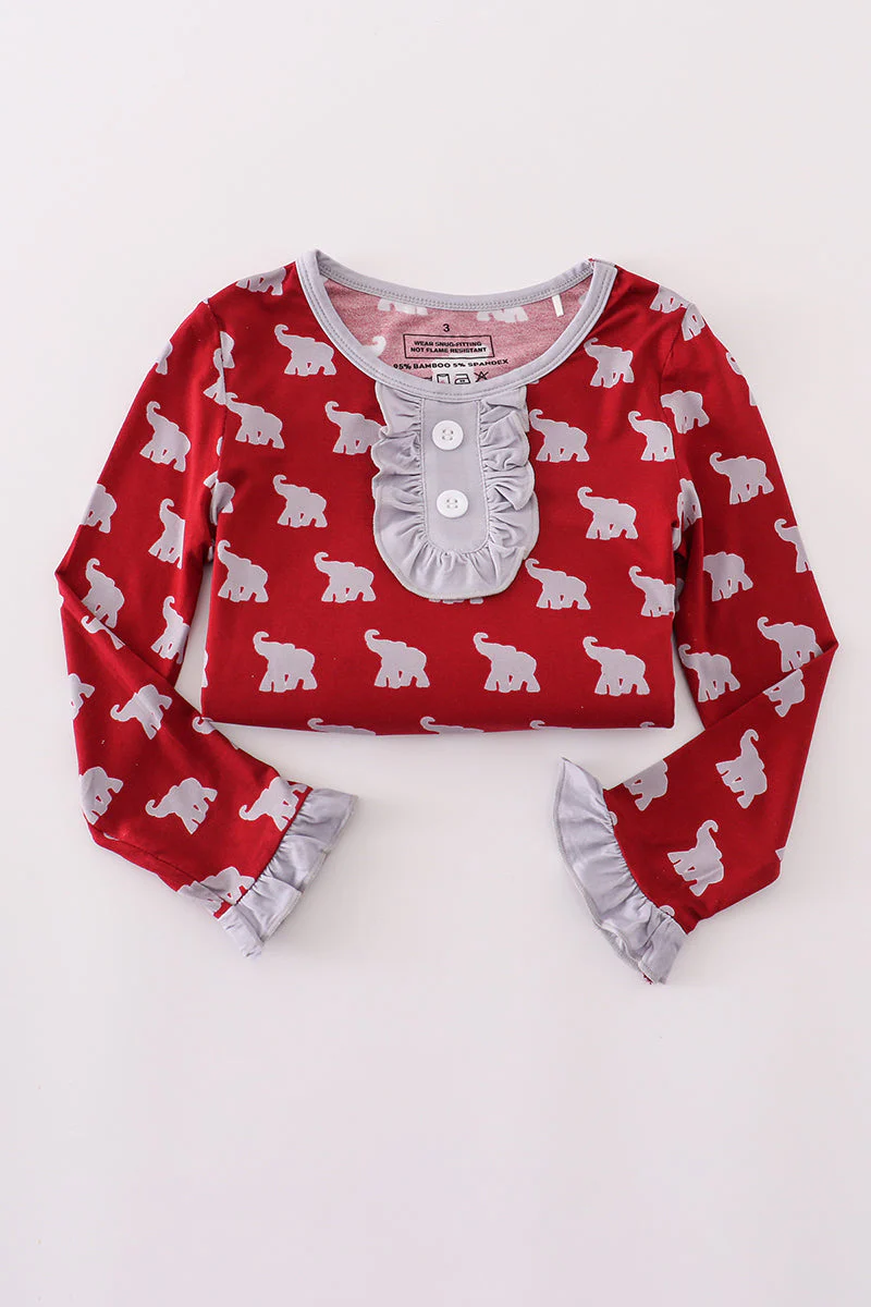 Alabama roll tide elephant print bamboo pajamas set - Image 6