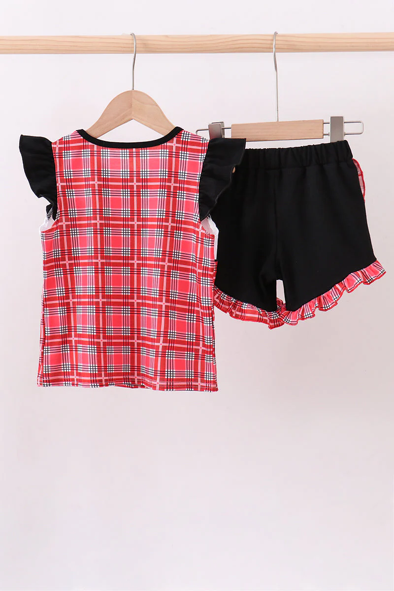 Arkansas smocked plaid ruffle shorts set - Image 4