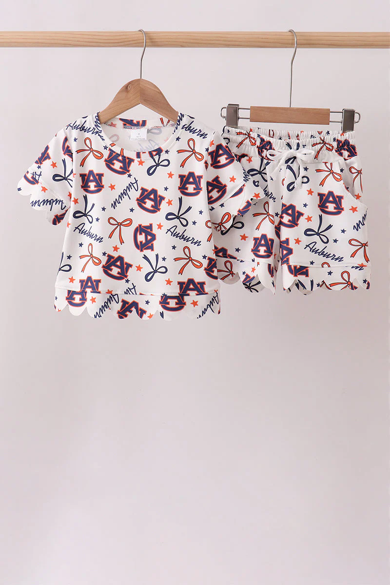 Auburn scalloped shorts set