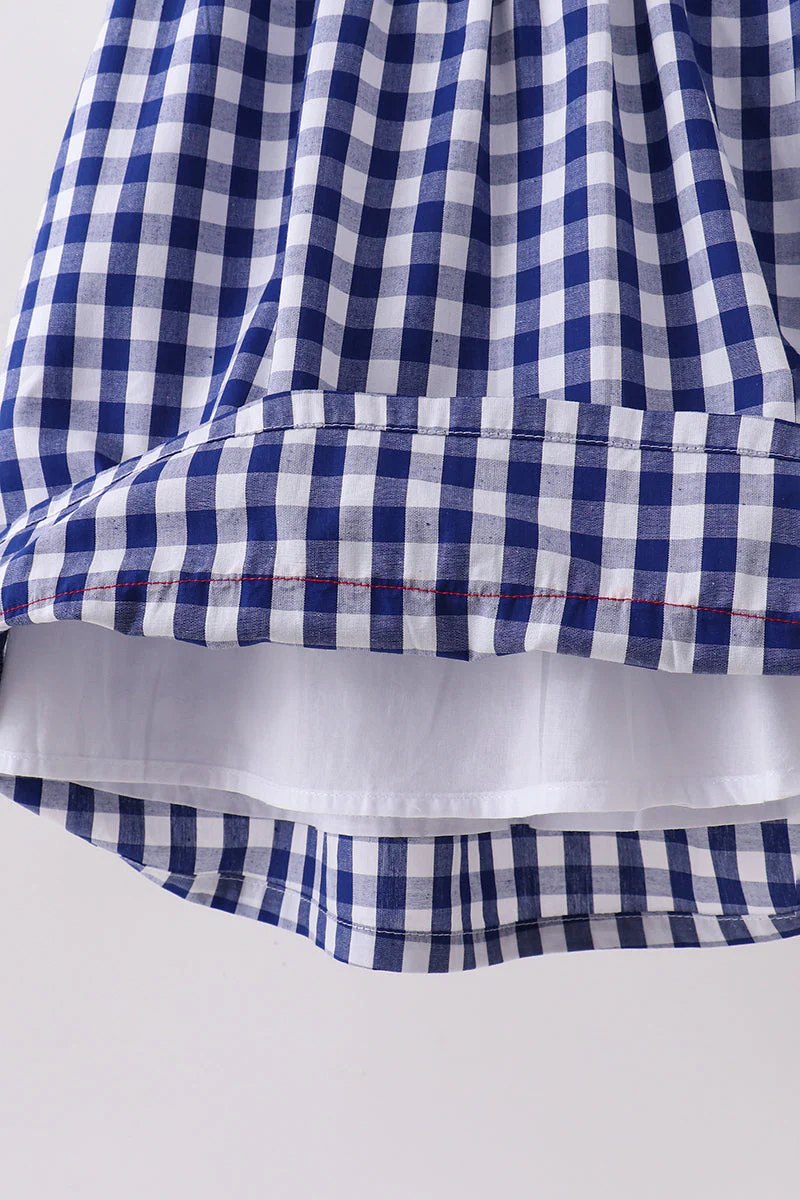 Black flag fireworks embroidery gingham dress - Image 2