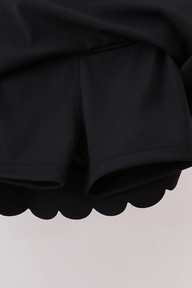 Black Scalloped Yoga Skorts Set - Image 4