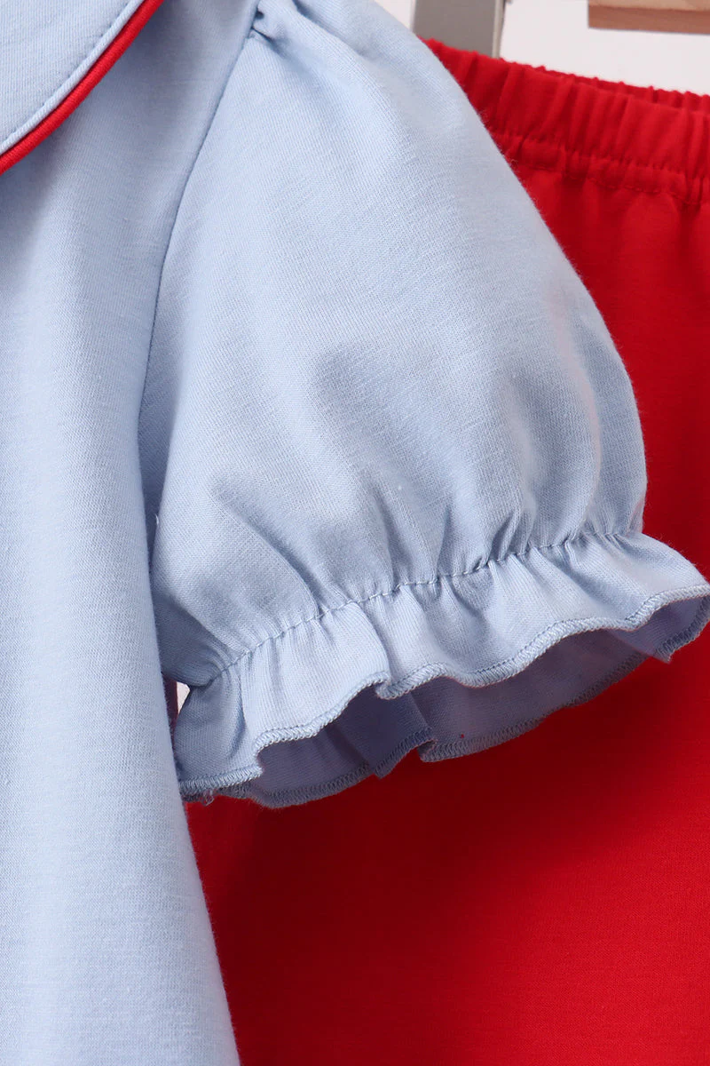 Blue Apple Appliqué Ruffle Set - Image 4