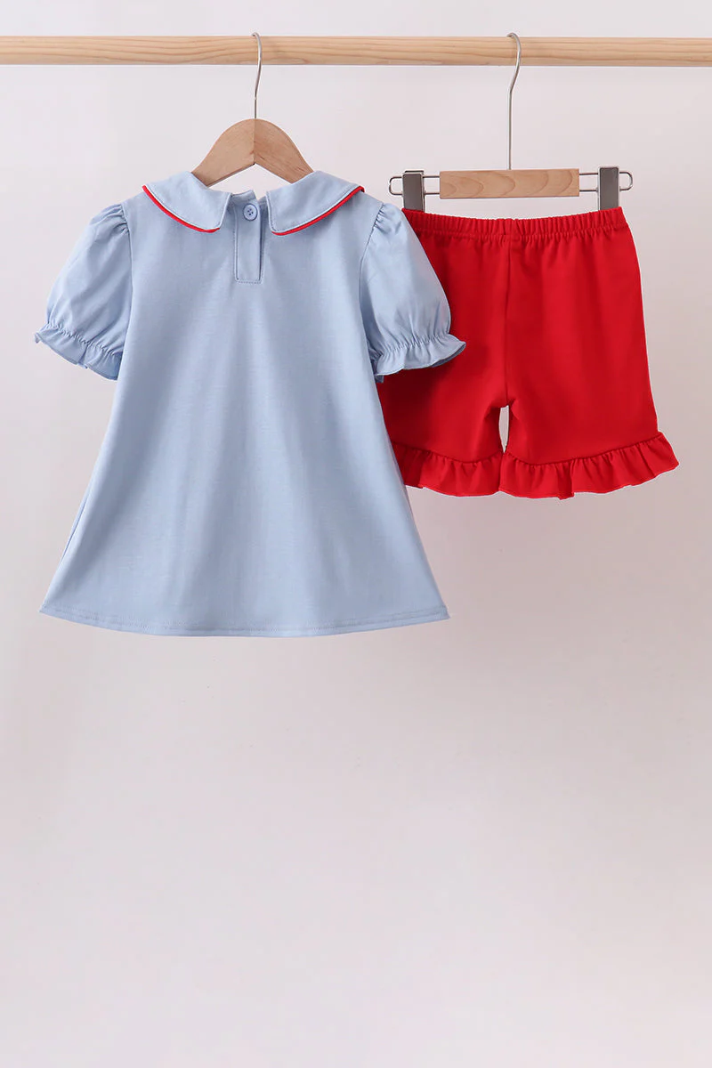 Blue Apple Appliqué Ruffle Set - Image 5
