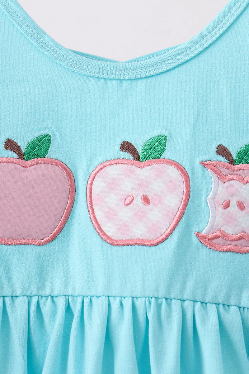 Blue Apple Applique Shorts Set - Image 4