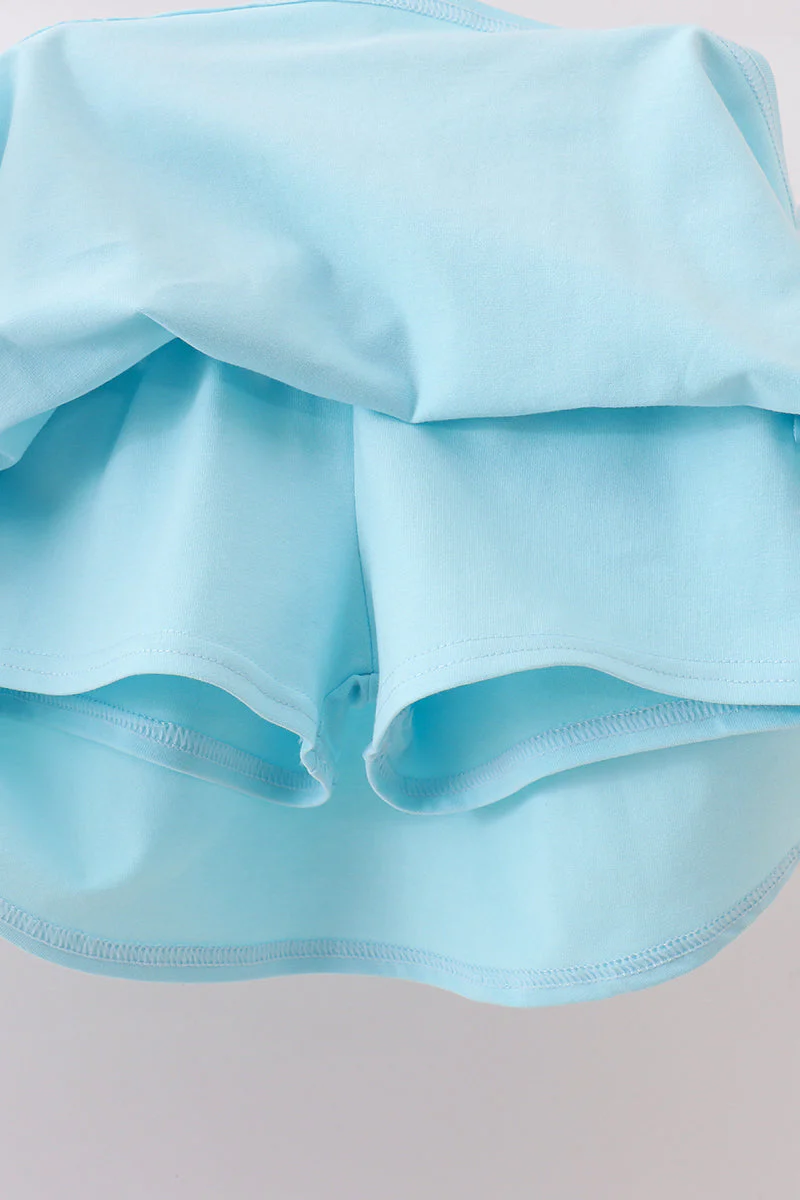 Blue Apple Applique Skorts Set - Image 5