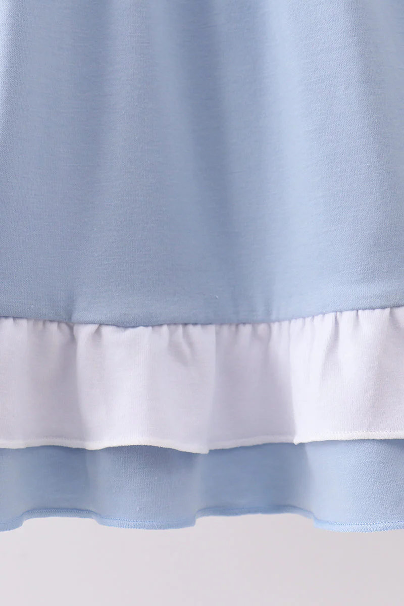 Blue Apple Embroidered Dress - Image 3