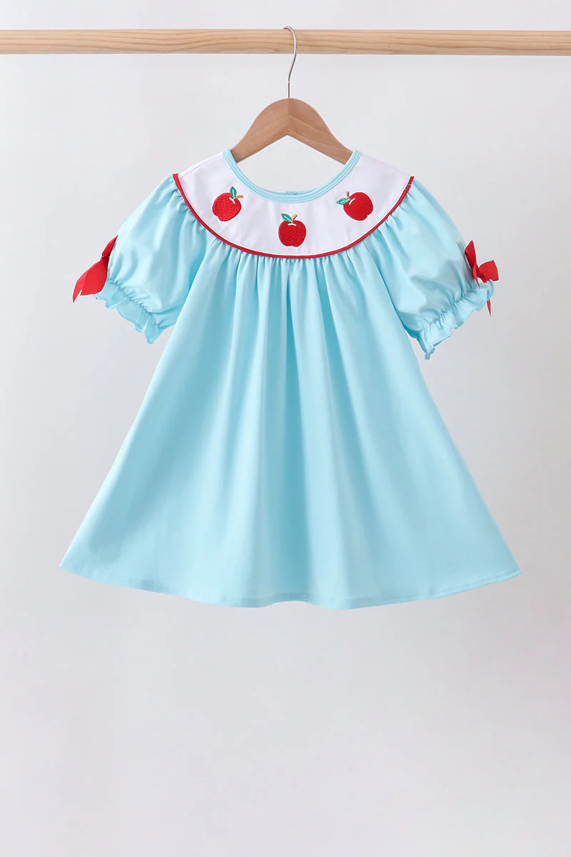 Blue Apple Embroidered Dress