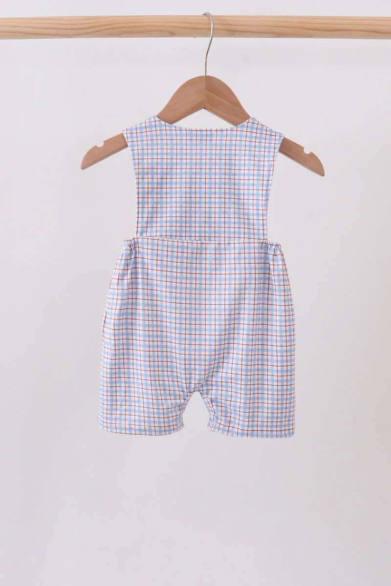 Blue Apple Embroidered Plaid Jon Jon - Image 4