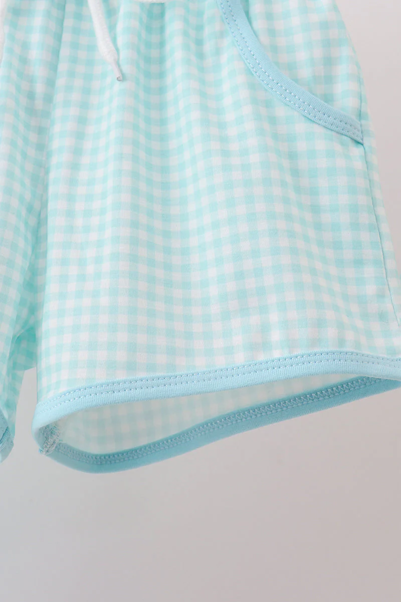 Blue Apple Embroidered Shorts Set - Image 4