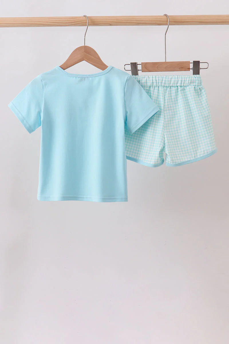 Blue Apple Embroidered Shorts Set - Image 5