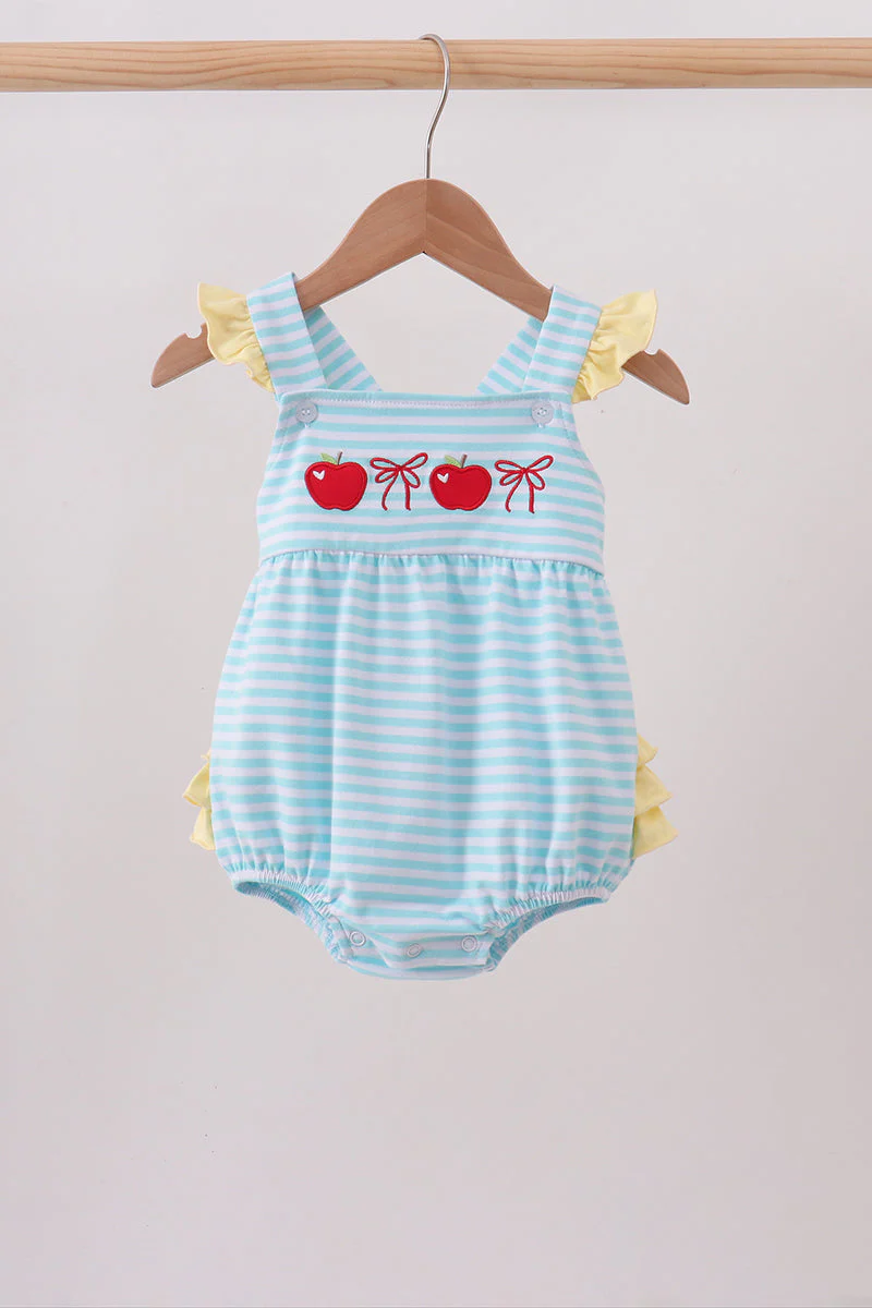 Blue Apple Embroidery Gingham Bubble