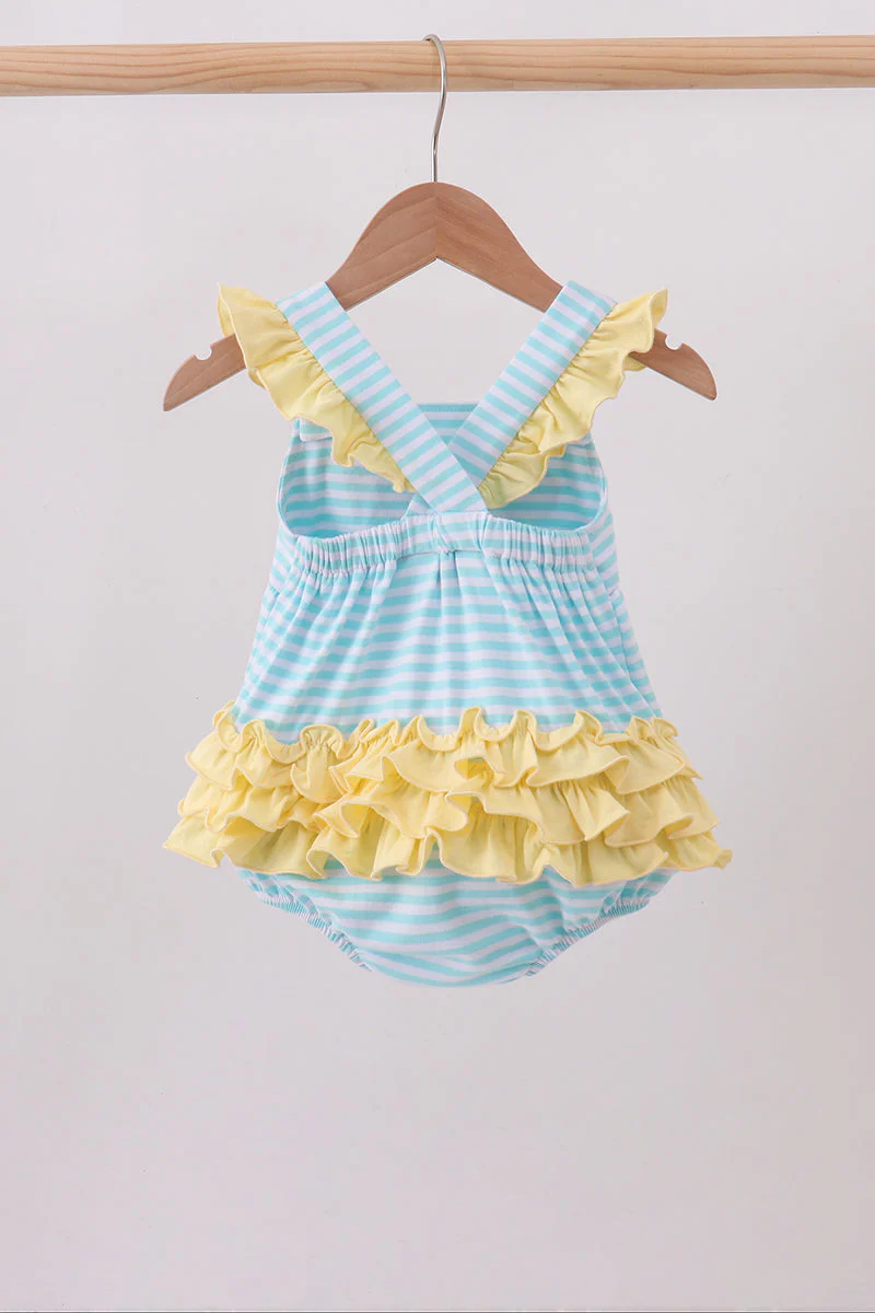 Blue Apple Embroidery Gingham Bubble - Image 5