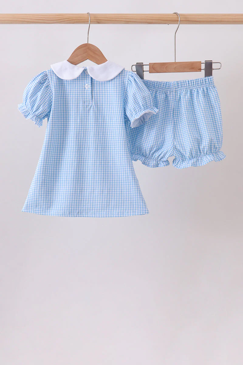 Blue Apple Smocked Bloomer Set - Image 2