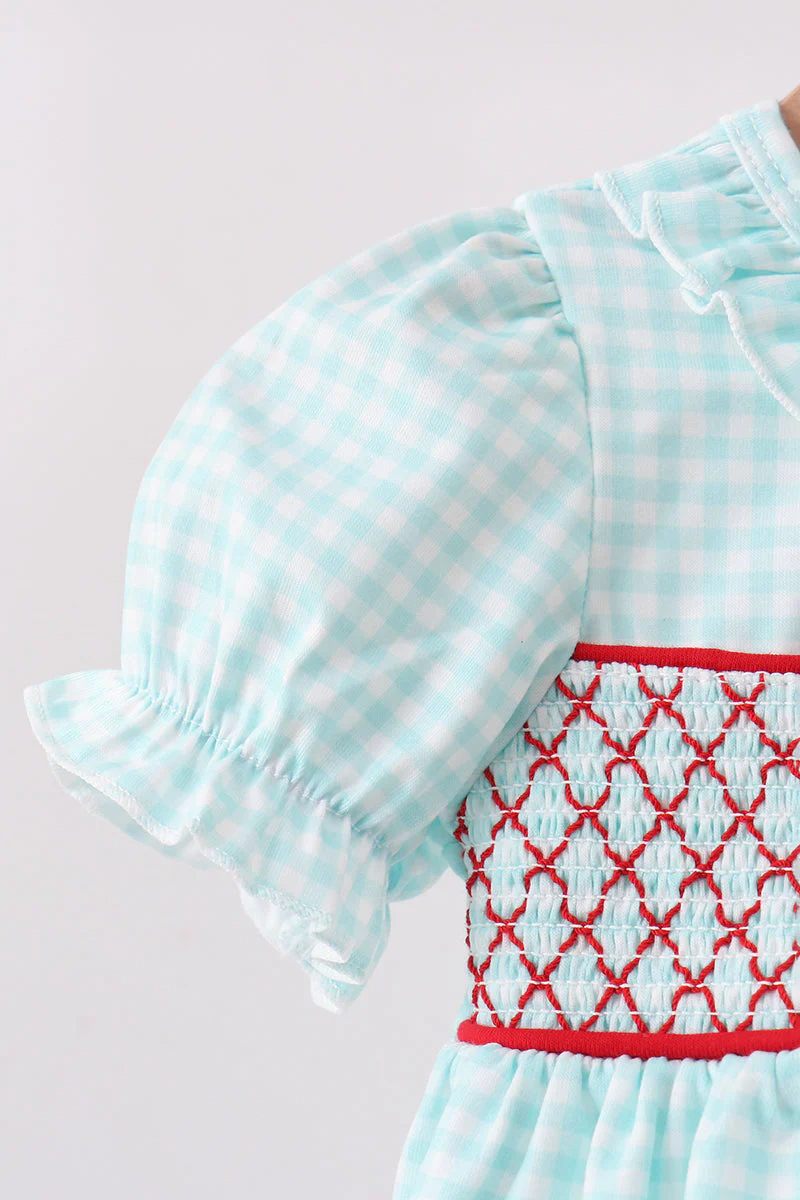 Blue Apple Smocked Bloomer Set - Image 3