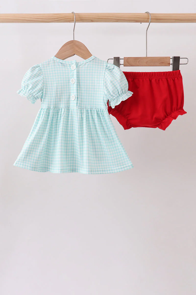 Blue Apple Smocked Bloomer Set - Image 5