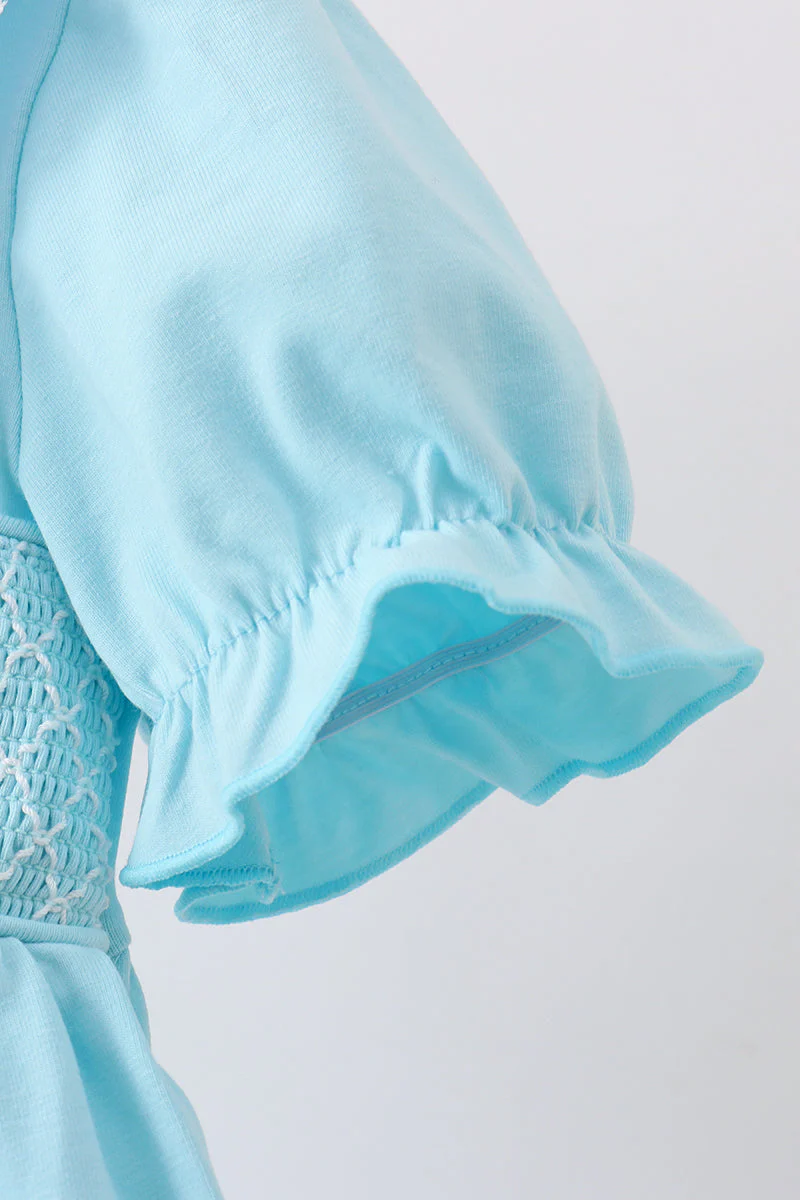 Blue Apple Smocked Lace Dress - Image 2