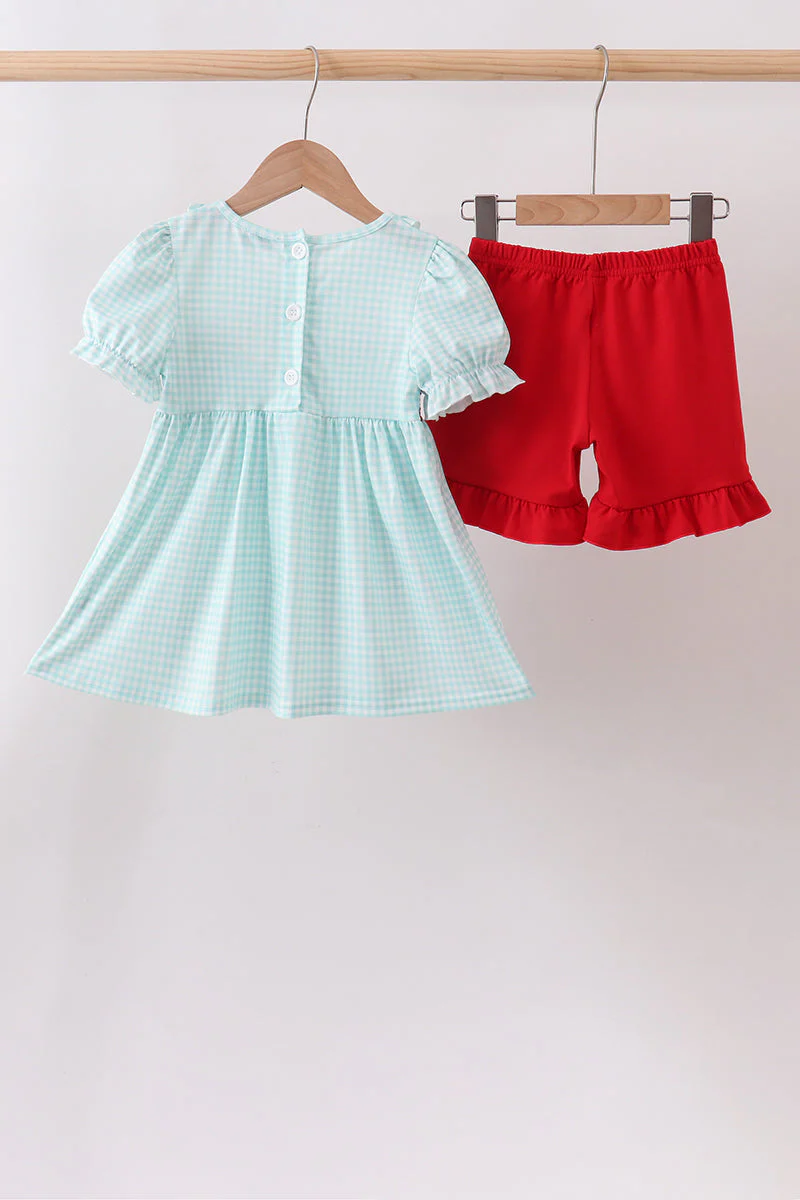 Blue Apple Smocked Ruffle Shorts Set - Image 5