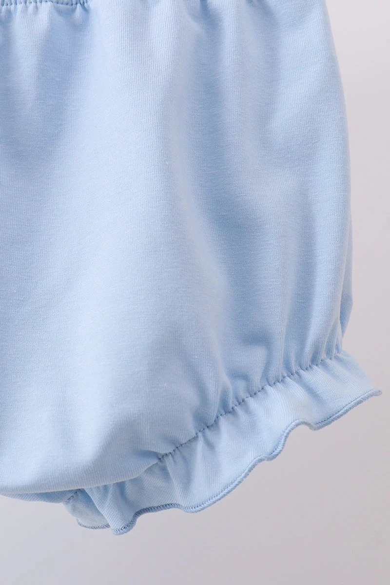 Blue beach print bow bloomer set - Image 2