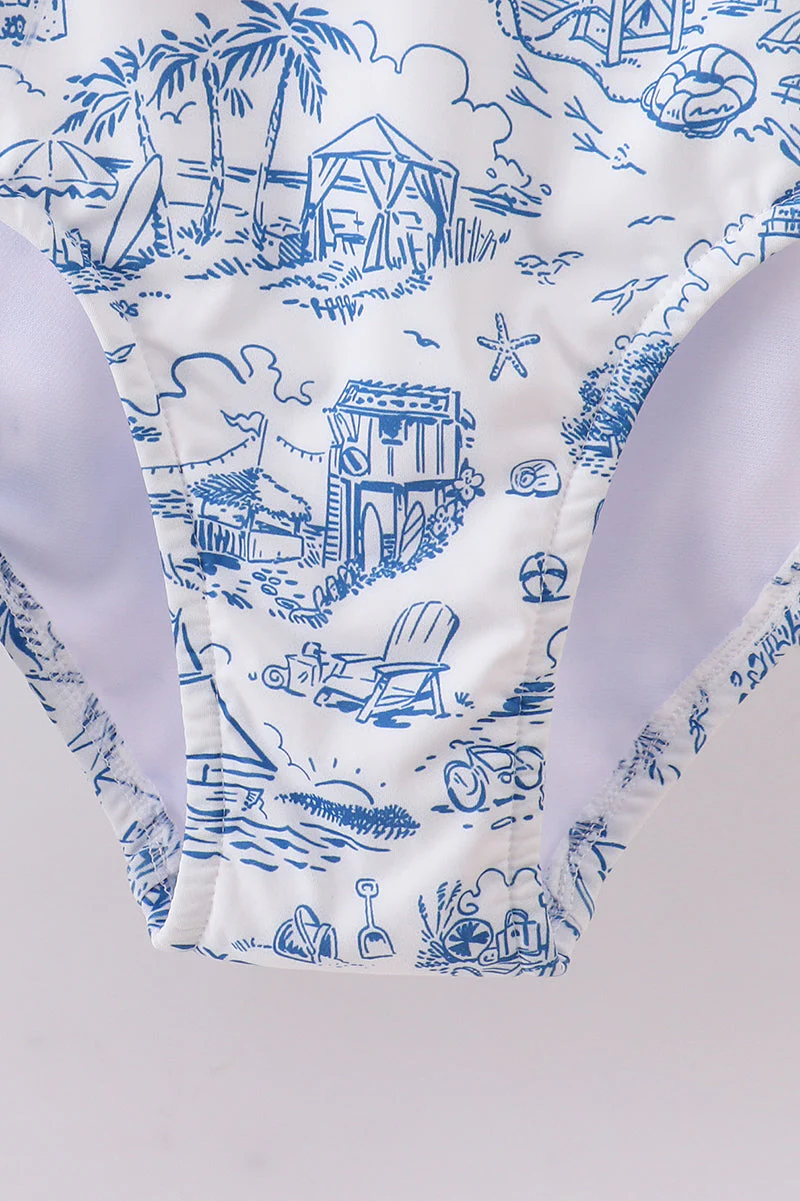 Blue beach sea women swimsuit set - Image 3