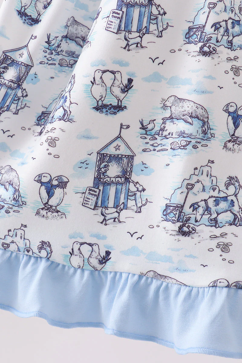 Blue Beach Smocked Dress - Image 3