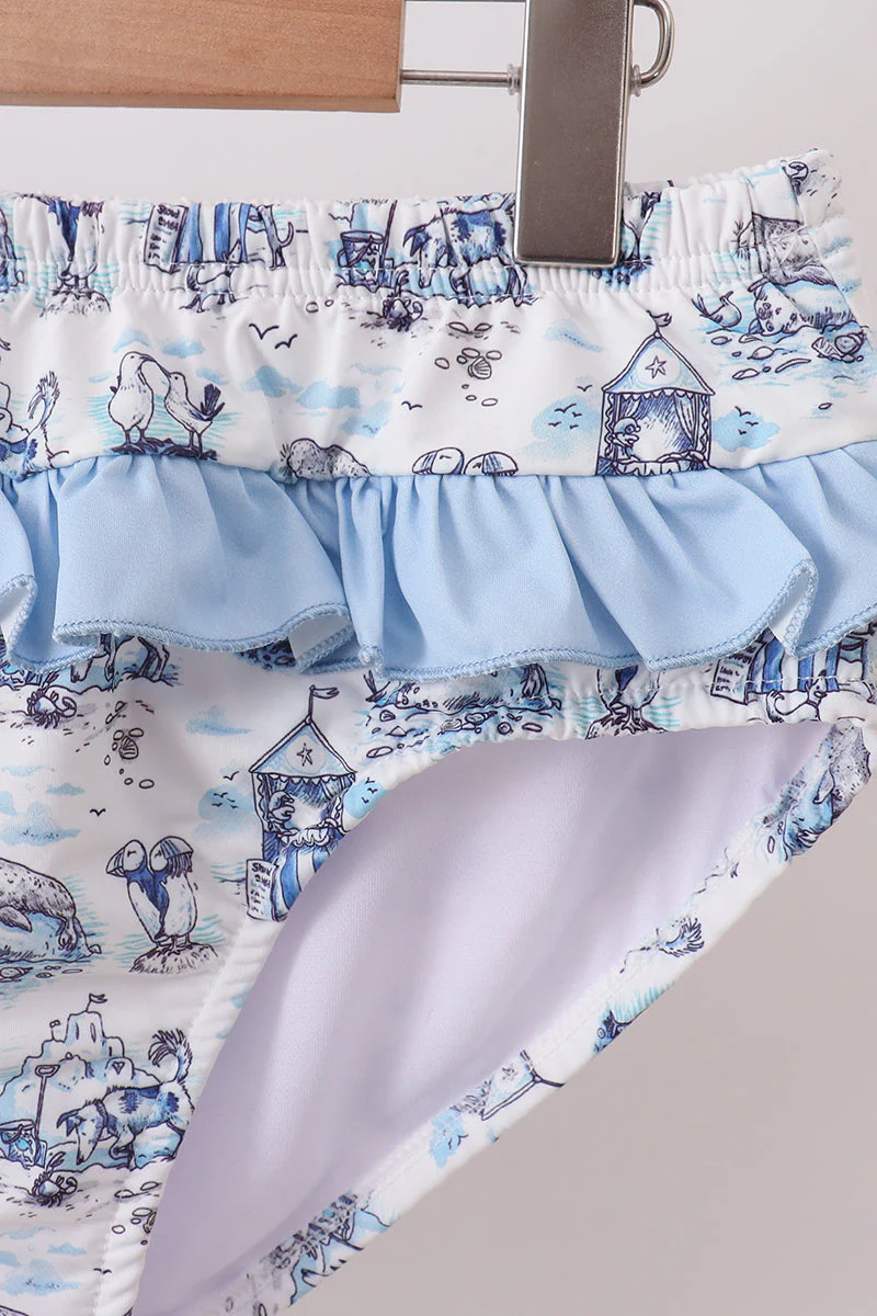 Blue Beach Smocked UPF Women Swim Set - Image 3