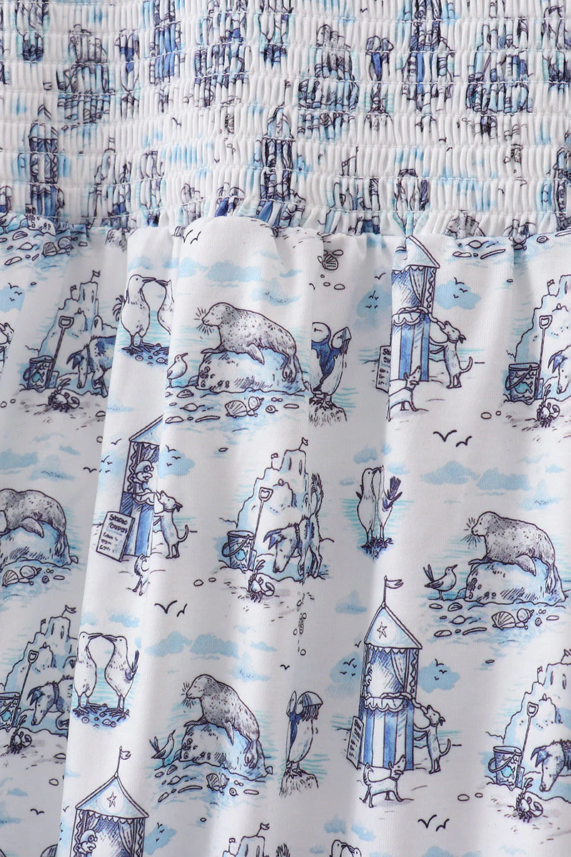 Blue Beach Smocked Women Dress - Image 3