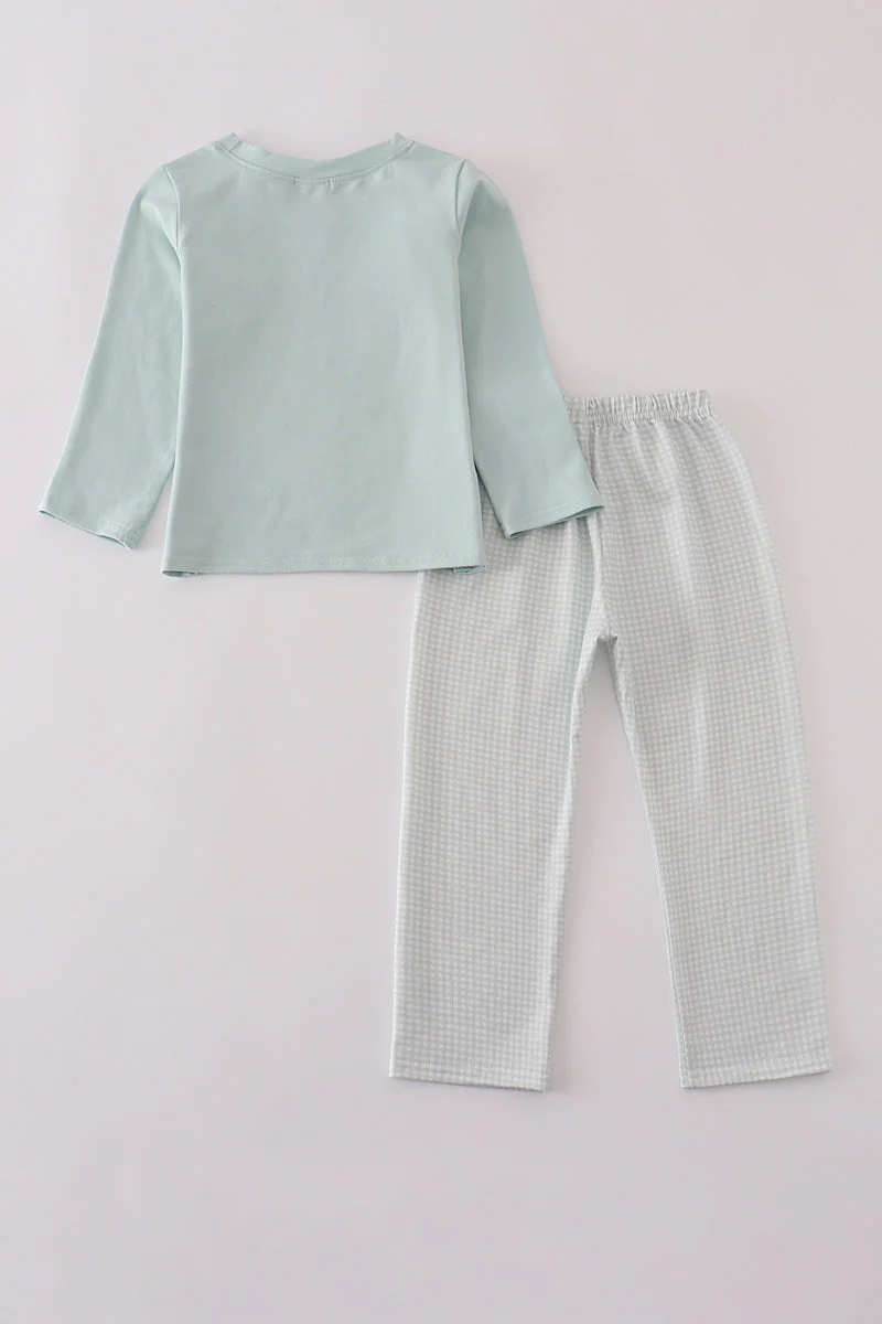 Blue boots embroidery pants set - Image 5