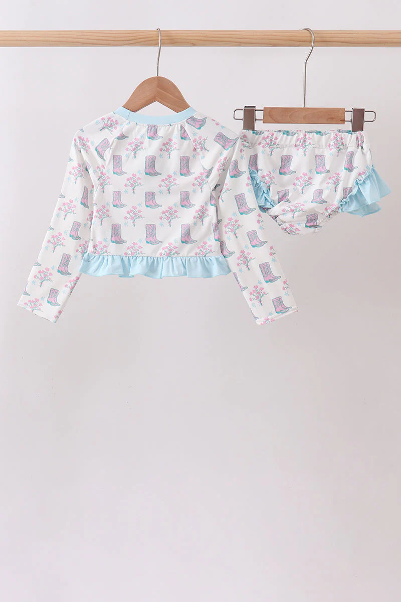 Blue Boots Ruffle Rashguard Set - Image 5