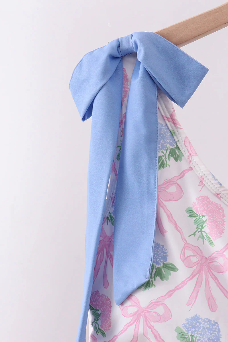 Blue bow floral women 2pc swimsuit - Image 3