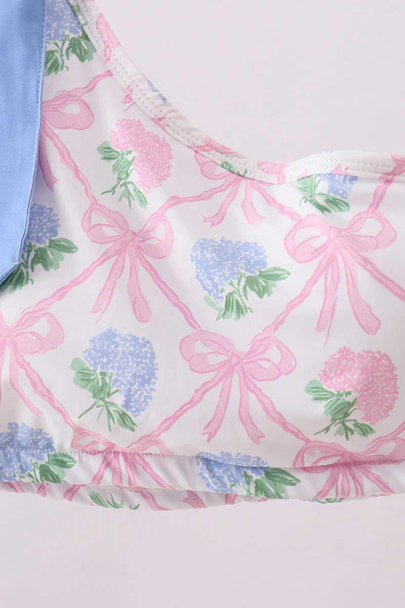 Blue bow floral women 2pc swimsuit - Image 4
