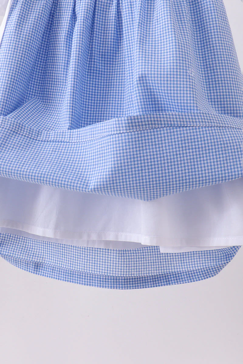 Blue bow gingham ruffle dress - Image 3