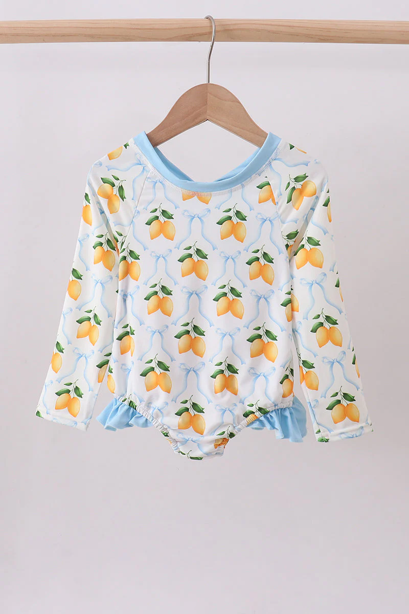 Blue bow lemon rashguard