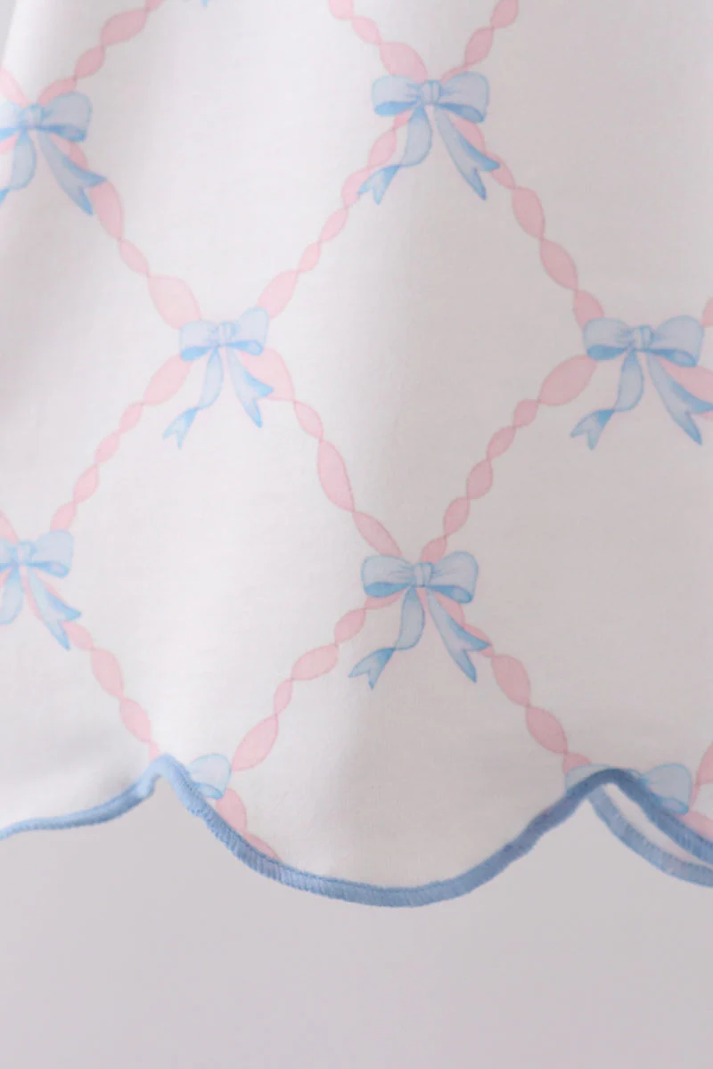 Blue bow ribbon print bloomer set - Image 4