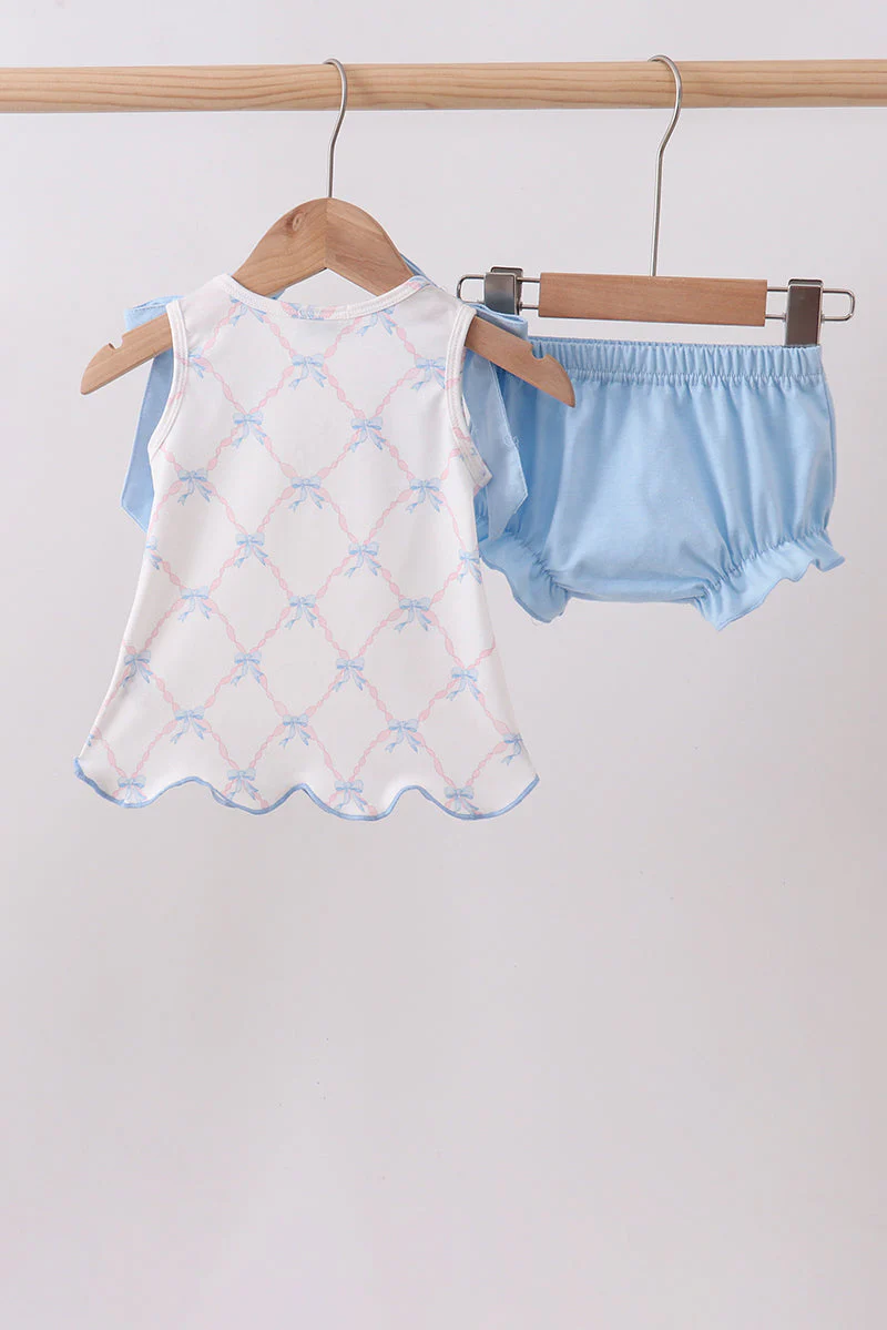 Blue bow ribbon print bloomer set - Image 5
