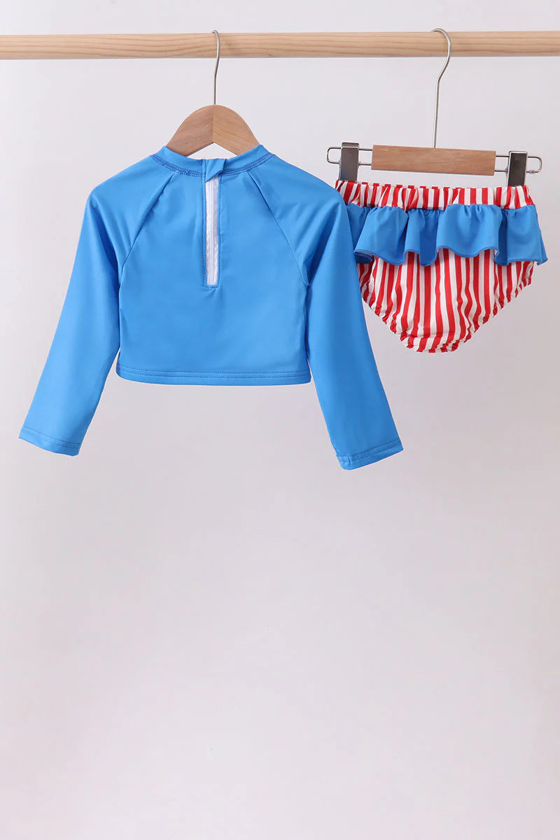 Blue bow sequin 2pc swimsuit - Image 4