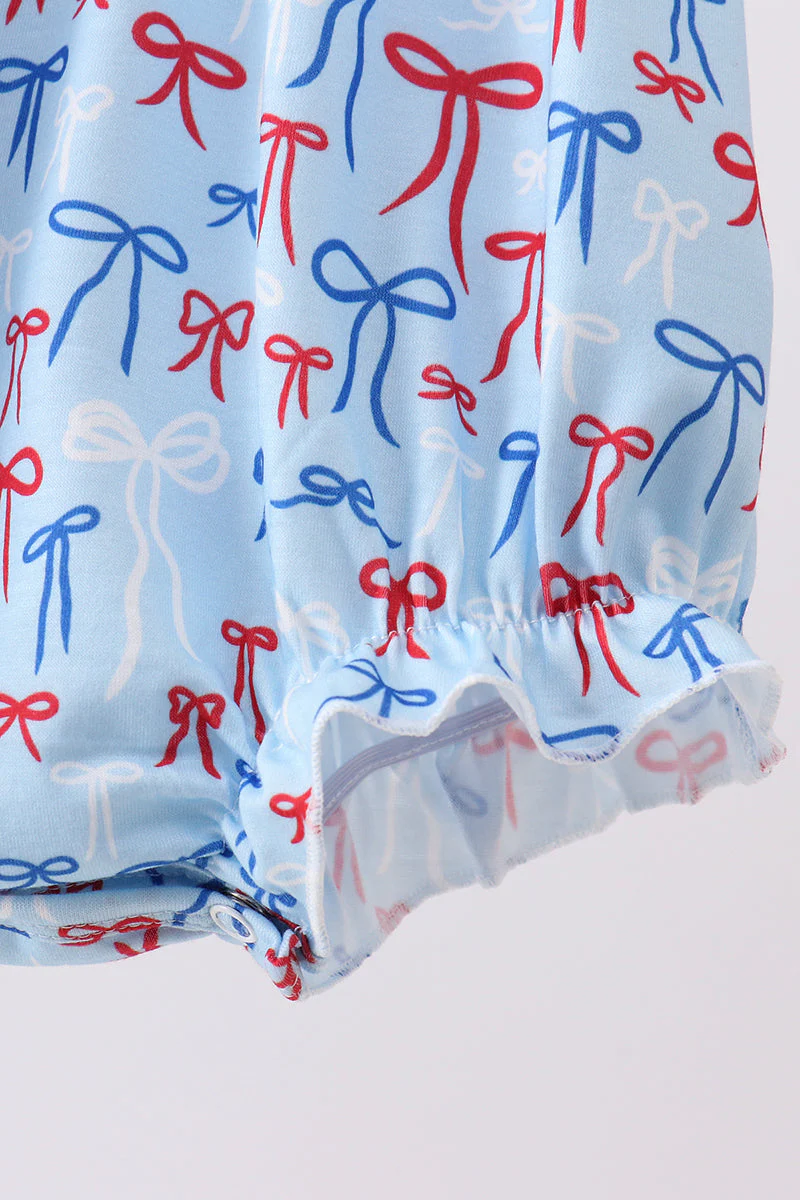 Blue bow smocked bubble - Image 4