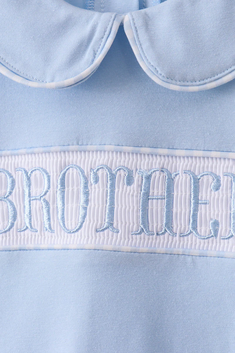 Blue brother smocked shorts set - Image 3