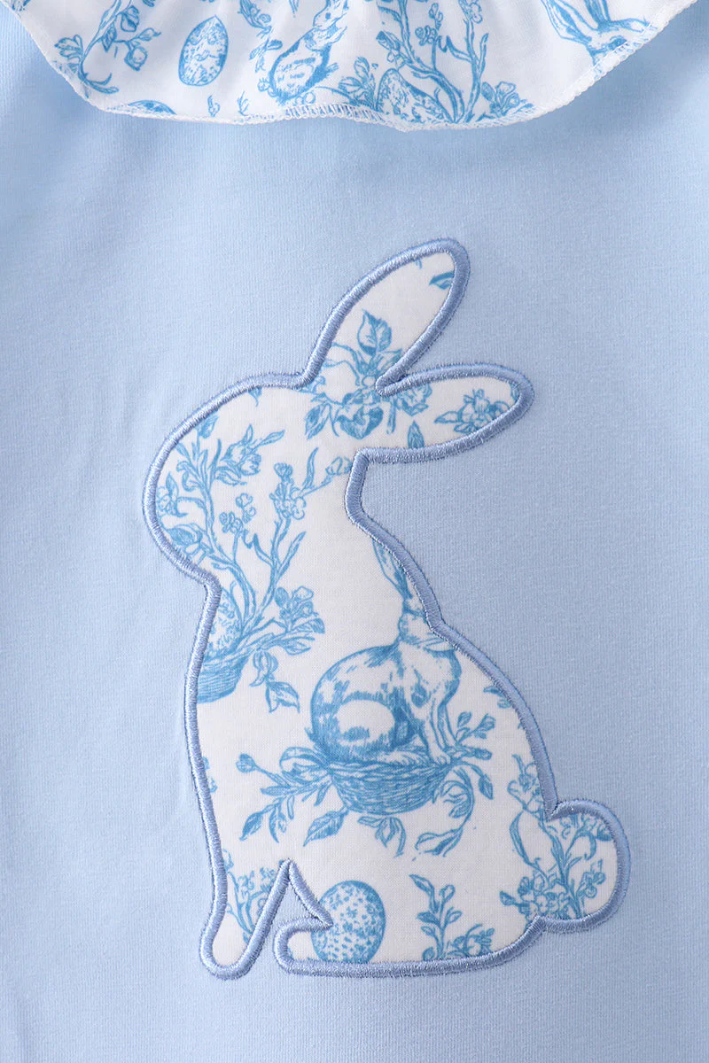Blue bunny applique ruffle dress - Image 3