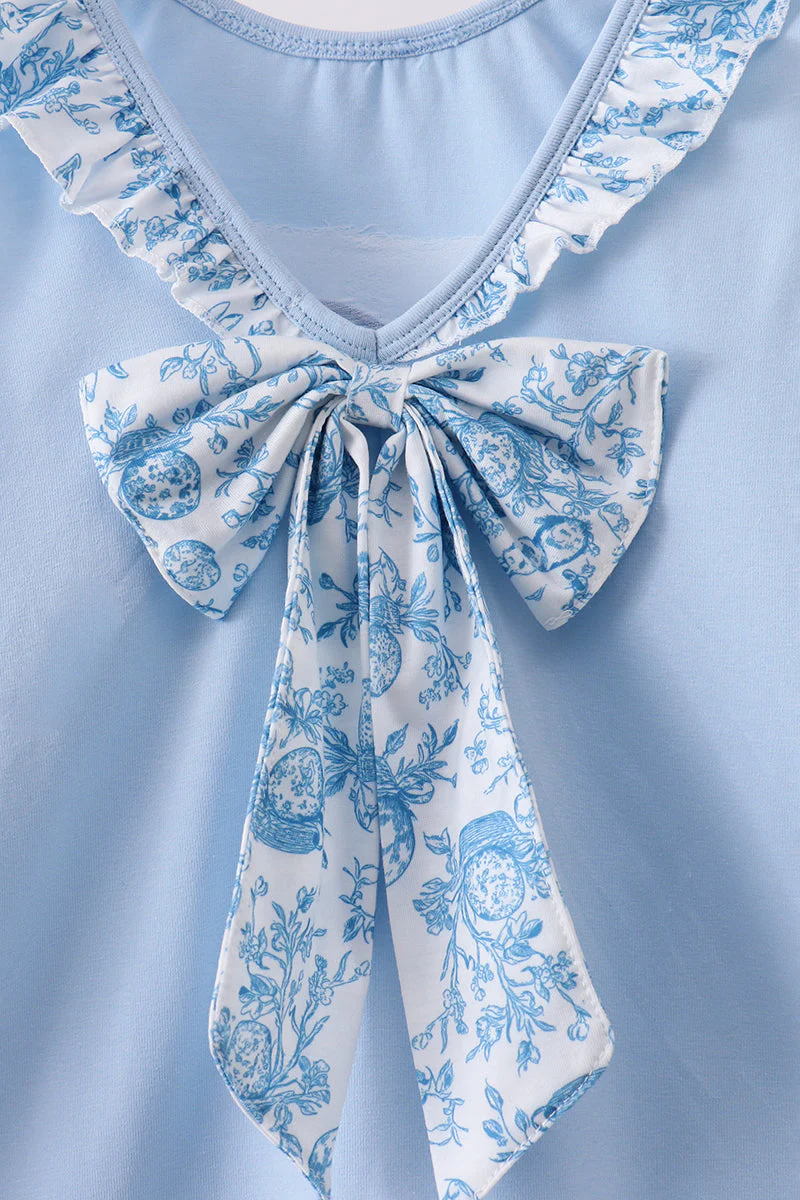 Blue bunny applique ruffle dress - Image 4