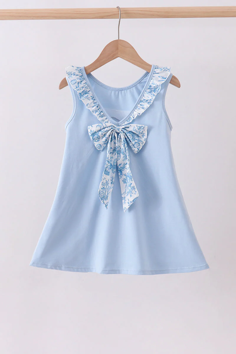 Blue bunny applique ruffle dress - Image 5