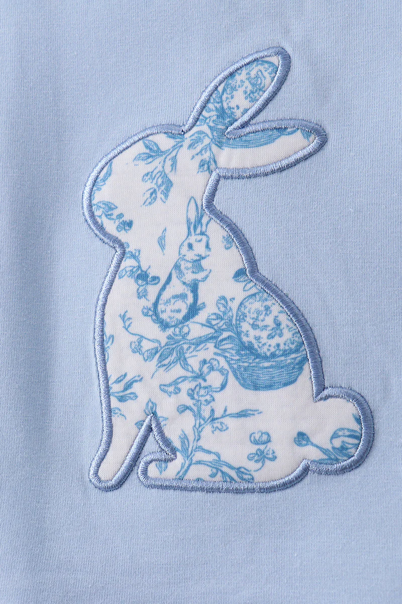 Blue bunny applique ruffle shorts set - Image 4
