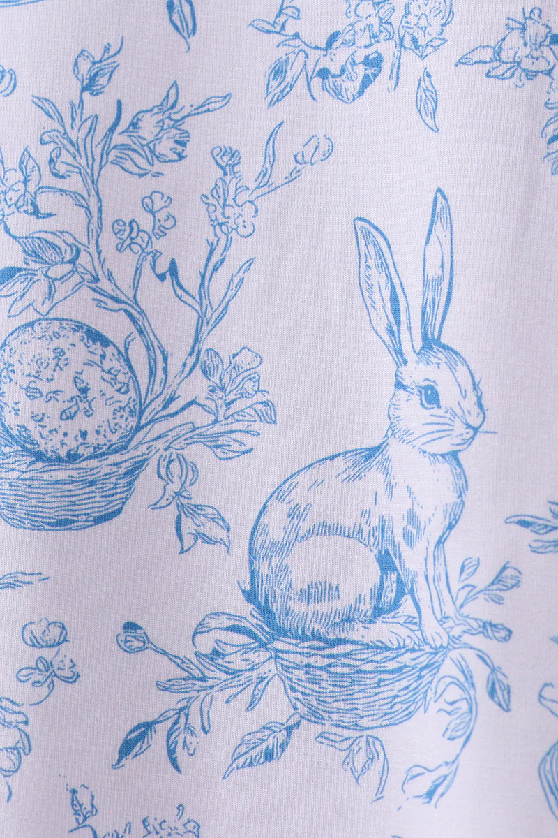Blue bunny egg bamboo pajama shorts set - Image 4