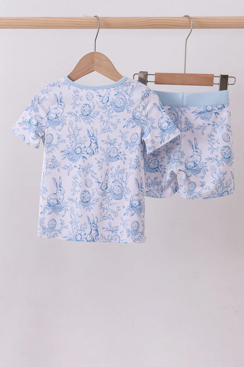 Blue bunny egg bamboo pajama shorts set - Image 5