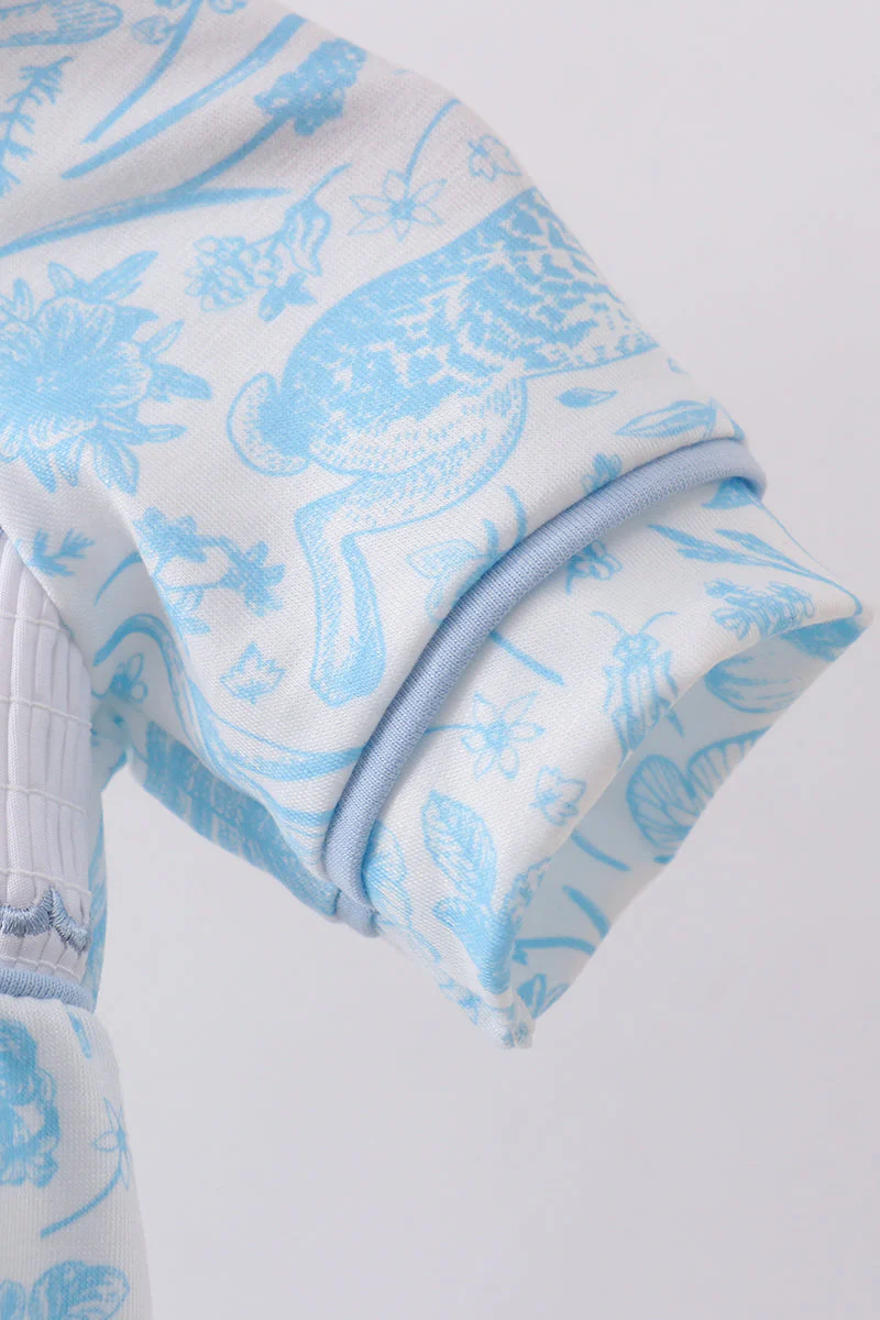 Blue bunny smocked peter pan collar bubble - Image 3