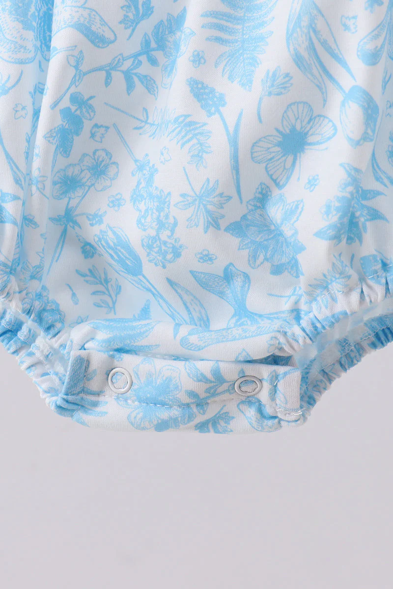 Blue bunny smocked peter pan collar bubble - Image 4