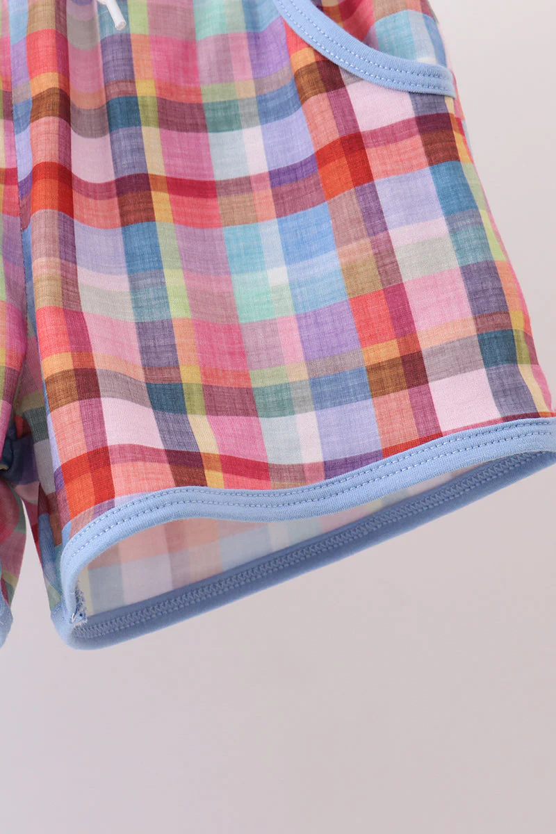 Blue Bus Embroidered Plaid Set - Image 4