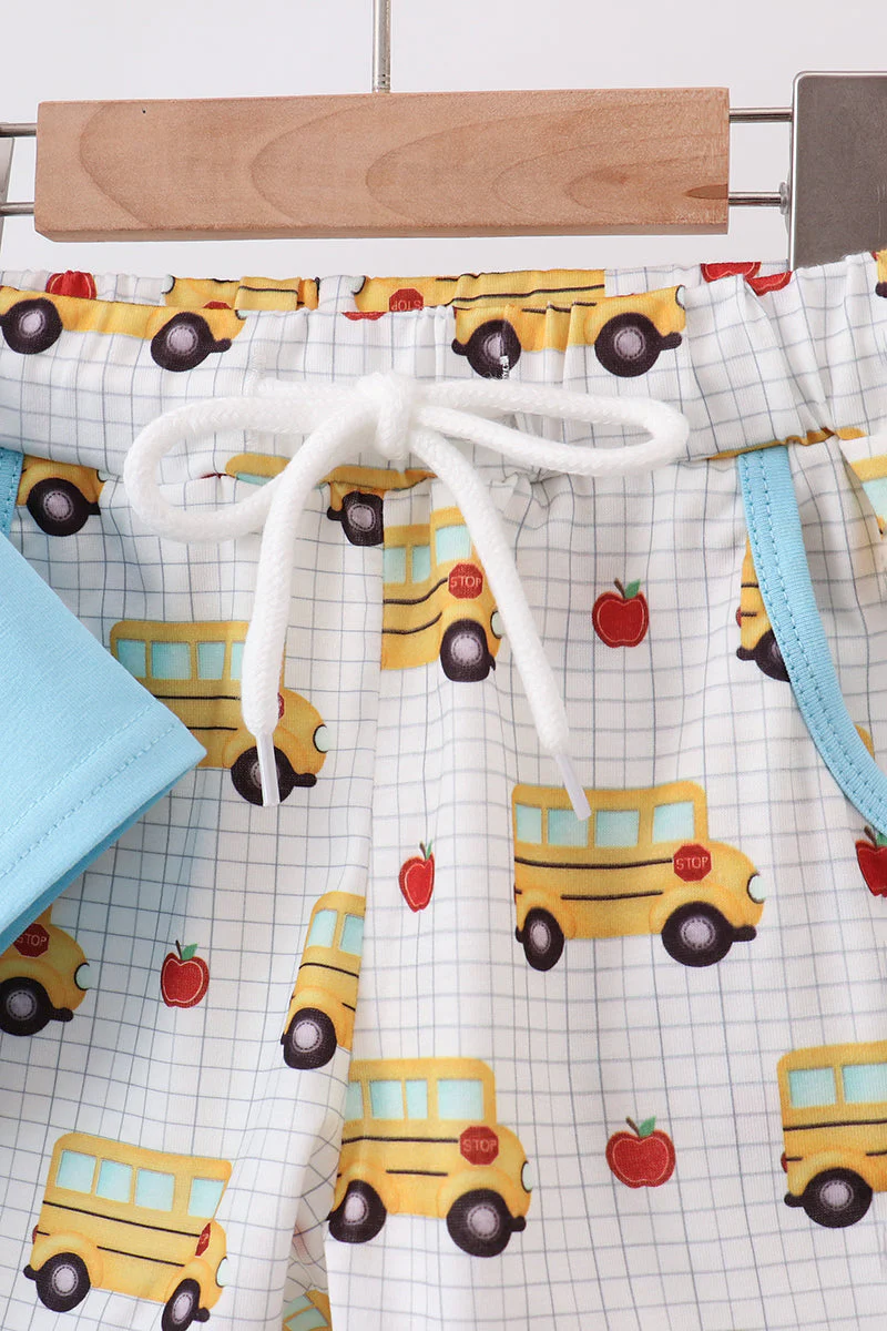 Blue Bus Embroidered Set - Image 2