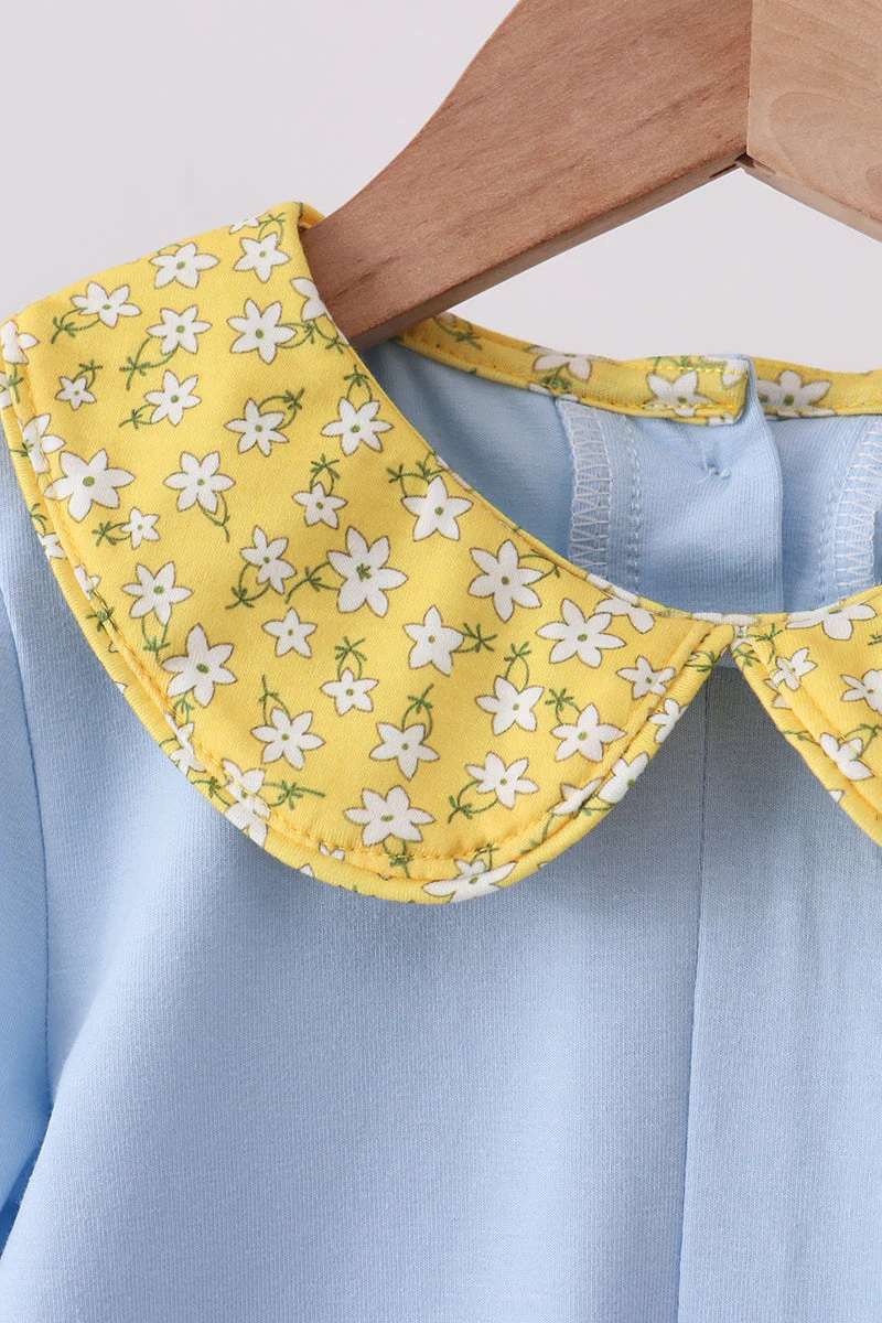 Blue Bus Floral Applique Ruffle Set - Image 2