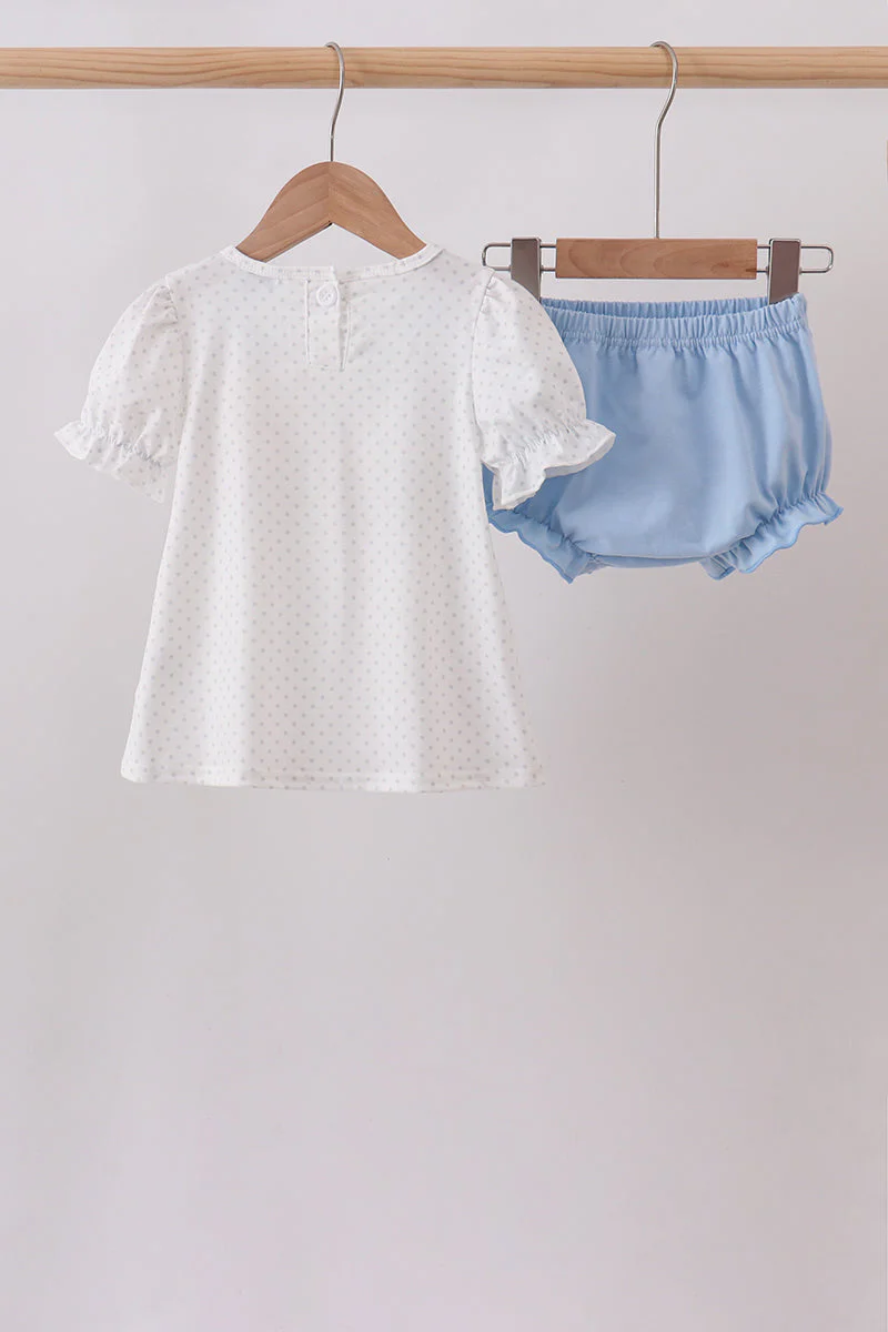 Blue Carousel Embroidered Bloomer Set - Image 2